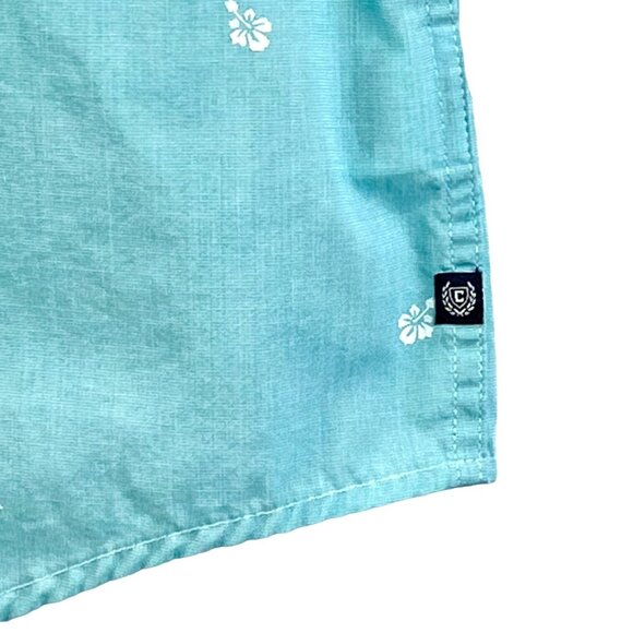 Chaps Easy Care Mens XL Blue Short-Sleeve Button-Up Shirt White Floral Pattern - Picture 8 of 15